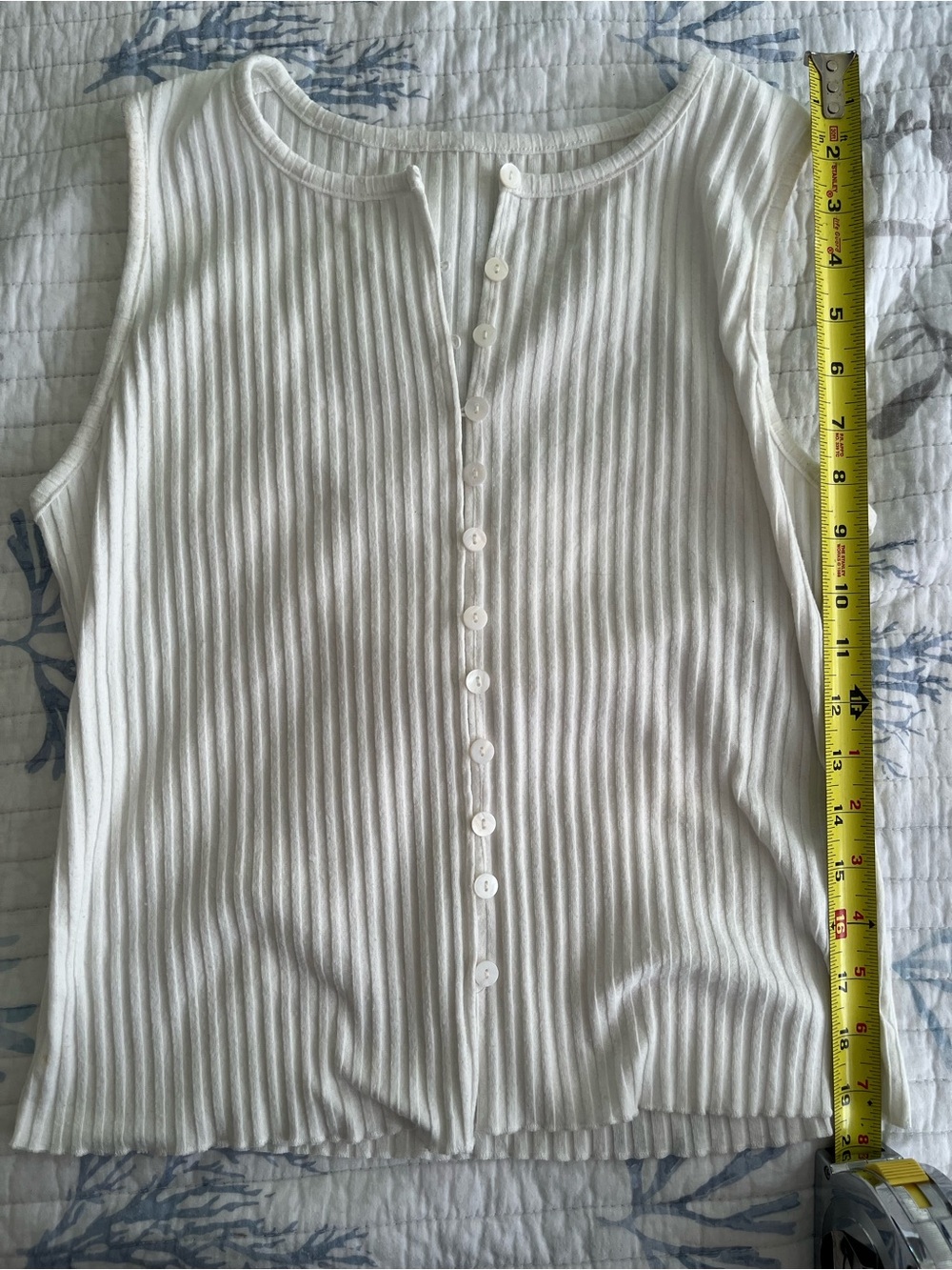 White Textured Ribbed Top